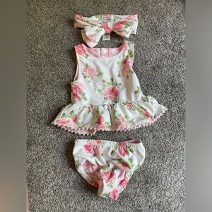 Reversible infant swimsuit w/ headband